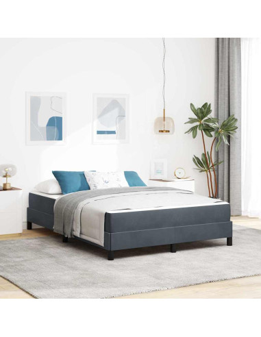 Letto a molle con materasso Grigio scuro 140 x 220 cm Tessuto