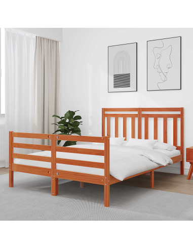 Struttura del letto con testiera Marrone cerato 140 x 188 cm