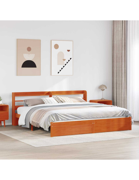 Struttura del letto 2 pcs Marrone cerato Legno di Pino Massello