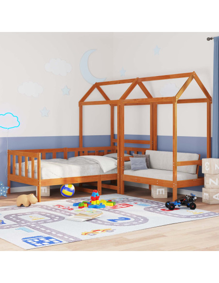 Set di Letto per il Giorno 3 pcs Marrone cerato Pino massello