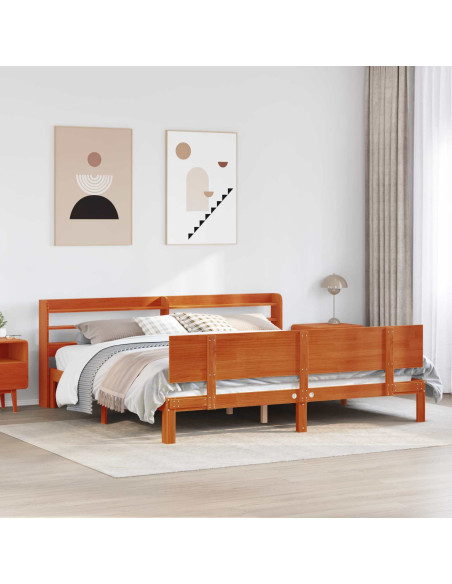 Struttura del letto 2 pcs Marrone cerato Legno di Pino Massello