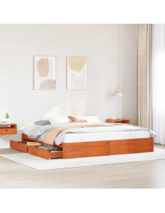 Struttura del letto con cassetto Marrone cerato 200 x 200 cm