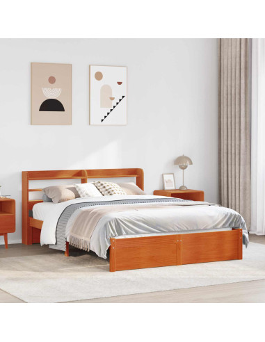 Struttura del letto 2 pcs Marrone cerato Legno di Pino Massello