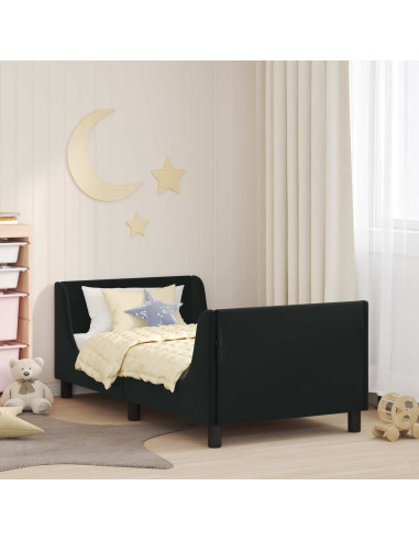 Struttura letto bambini con testata Nero 80 x 160 cm Velluto