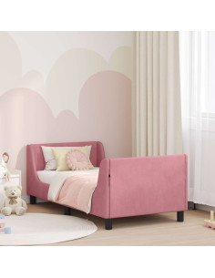 Struttura letto bambini con testata Rosa 80 x 160 cm Velluto