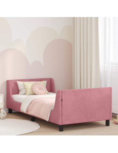 Struttura letto bambini con testata Rosa 80 x 200 cm Velluto