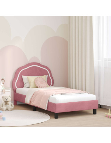 Struttura letto bambini con testata Rosa 80 x 160 cm Velluto