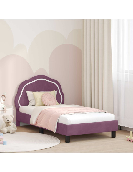 Struttura letto bambini con testata Viola 80 x 160 cm Velluto