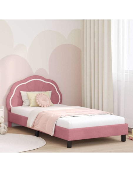 Struttura letto bambini con testata Rosa 80 x 200 cm Velluto