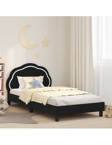 Struttura letto bambini con testata Nero 90 x 200 cm Velluto