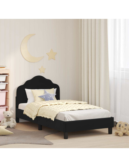 Struttura letto bambini con testata Nero 80 x 160 cm Velluto