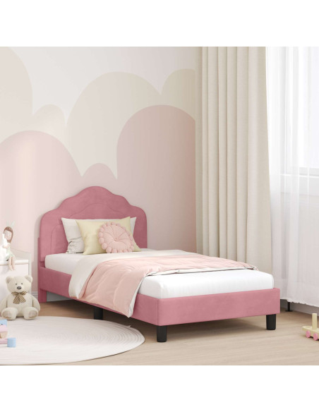 Struttura letto bambini con testata Rosa 80 x 160 cm Velluto