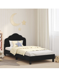 Struttura letto bambini con testata Nero 80 x 200 cm Velluto