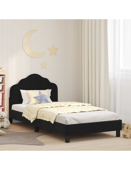 Struttura letto bambini con testata Nero 80 x 200 cm Velluto