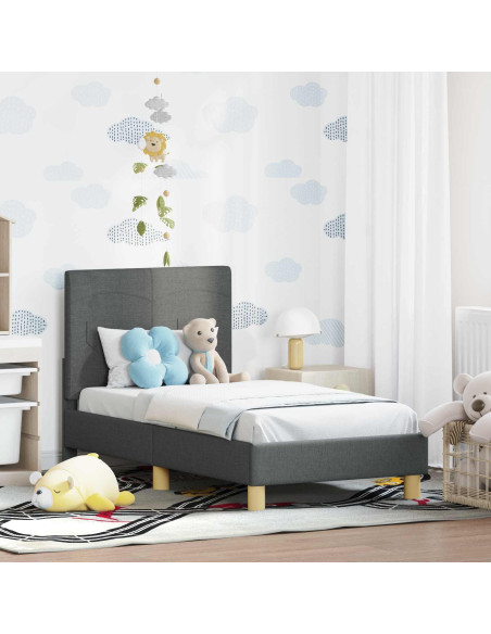 Struttura letto per bambini con testata Grigio scuro Tessuto