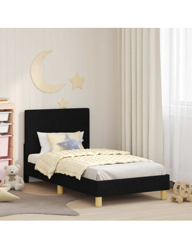 Struttura letto bambini con testata Nero 80 x 160 cm Tessuto