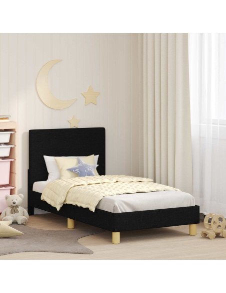 Struttura letto bambini con testata Nero 80 x 160 cm Tessuto