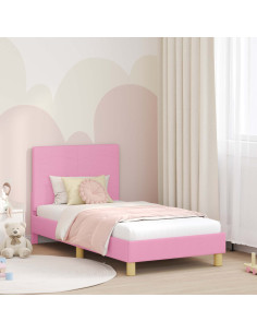 Struttura letto bambini con testata Rosa 80 x 160 cm Tessuto
