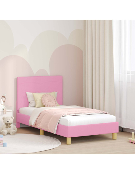 Struttura letto bambini con testata Rosa 80 x 160 cm Tessuto