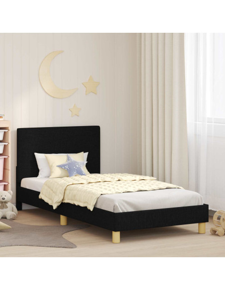 Struttura letto bambini con testata Nero 90 x 190 cm Tessuto