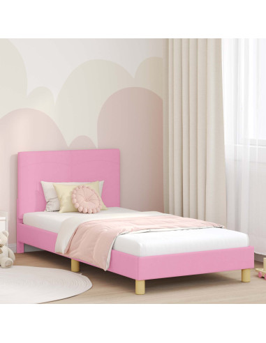 Struttura letto bambini con testata Rosa 90 x 190 cm Tessuto