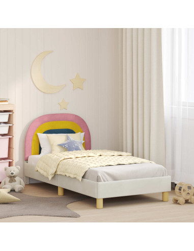 Struttura letto bambini con testata Crema 80 x 160 cm Velluto