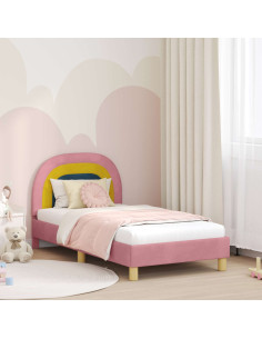 Struttura letto bambini con testata Rosa 80 x 160 cm Velluto