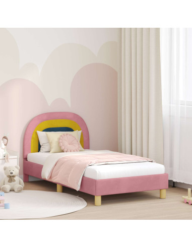 Struttura letto bambini con testata Rosa 80 x 160 cm Velluto