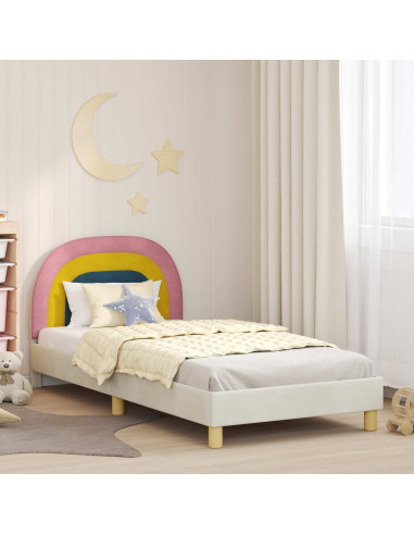 Struttura letto bambini con testata Crema 80 x 200 cm Velluto