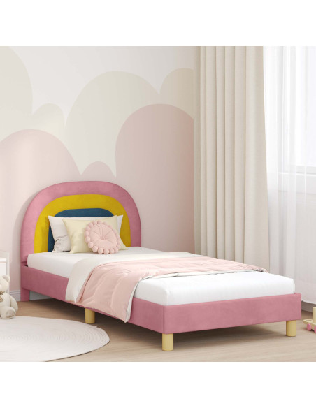 Struttura letto bambini con testata Rosa 80 x 200 cm Velluto
