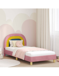 Struttura letto bambini con testata Rosa 90 x 200 cm Velluto