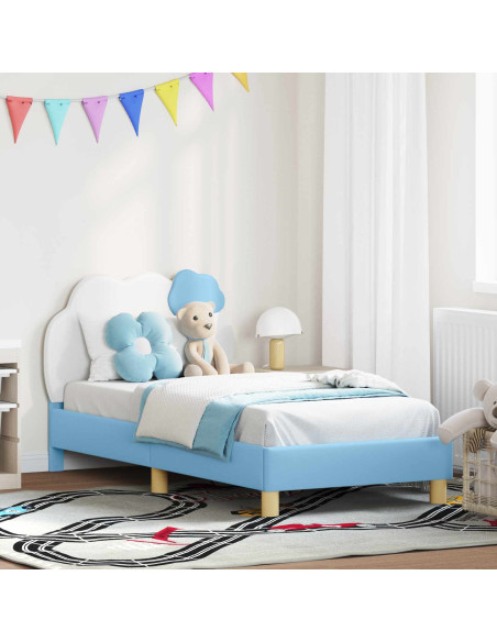 Struttura letto bambini con testata Blu 80 x 160 cm PU