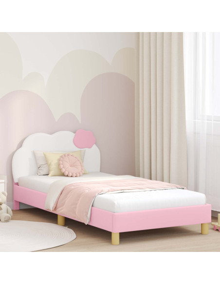 Struttura letto bambini con testata Rosa 90 x 190 cm PU