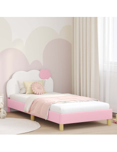 Struttura letto bambini con testata Rosa 90 x 200 cm PU