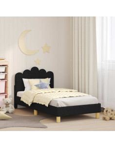 Struttura letto bambini con testata Nero 80 x 160 cm Tessuto