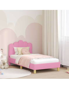 Struttura letto bambini con testata Rosa 80 x 160 cm Tessuto