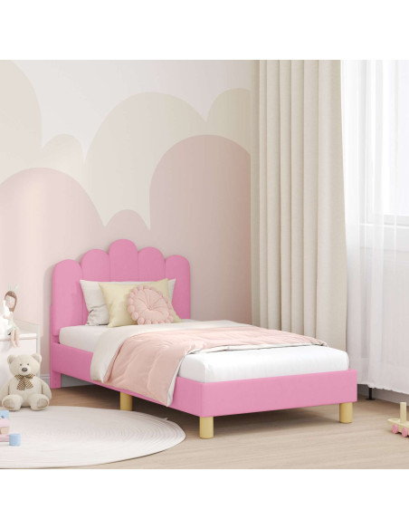 Struttura letto bambini con testata Rosa 80 x 160 cm Tessuto