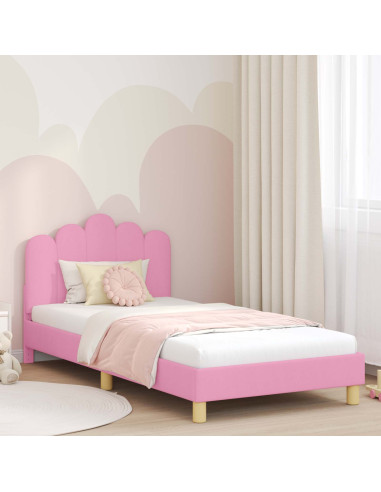 Struttura letto bambini con testata Rosa 90 x 190 cm Tessuto