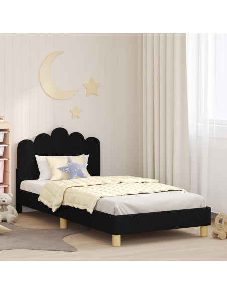 Struttura letto bambini con testata Nero 90 x 200 cm Tessuto