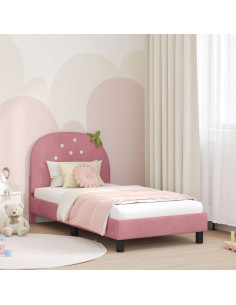 Struttura letto bambini con testata Rosa 80 x 160 cm Velluto