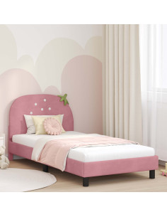 Struttura letto bambini con testata Rosa 80 x 200 cm Velluto