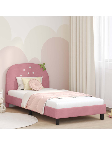 Struttura letto bambini con testata Rosa 90 x 200 cm Velluto