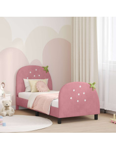 Struttura letto bambini con testata Rosa 80 x 160 cm Velluto