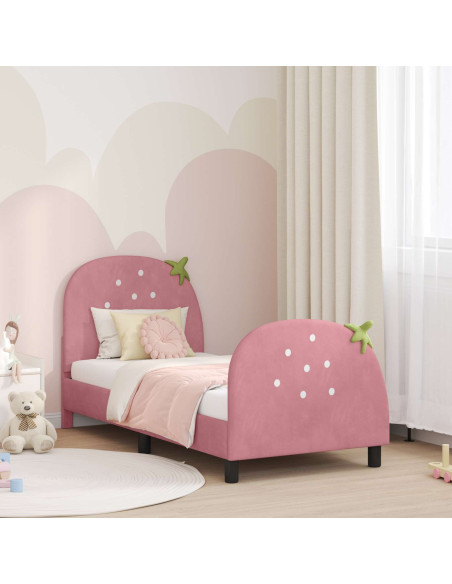 Struttura letto bambini con testata Rosa 80 x 160 cm Velluto