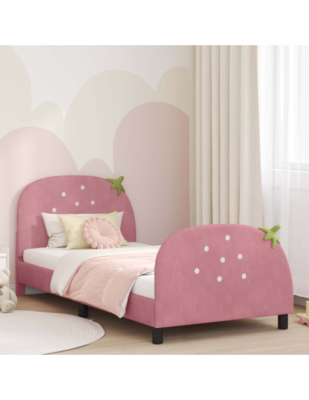 Struttura letto bambini con testata Rosa 90 x 190 cm Velluto