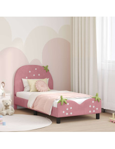 Struttura letto bambini con testata Rosa 80 x 160 cm Velluto