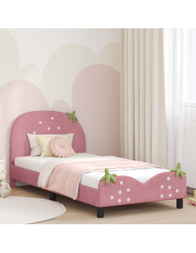 Struttura letto bambini con testata Rosa 90 x 190 cm Velluto