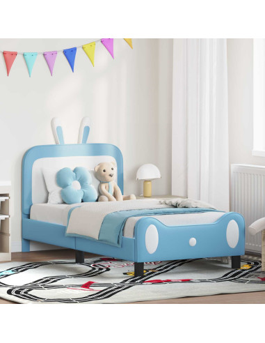 Struttura letto bambini con testata Blu 80 x 160 cm PU