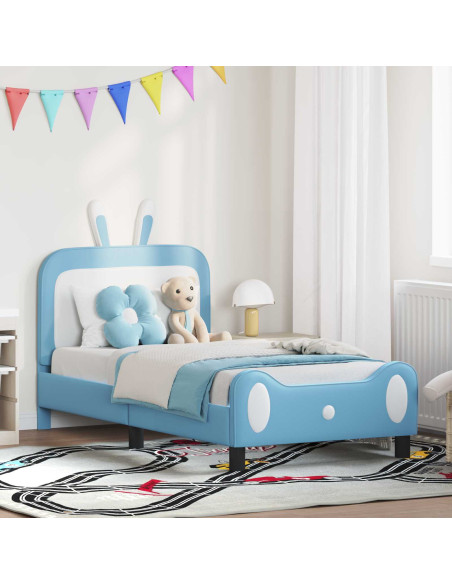 Struttura letto bambini con testata Blu 80 x 160 cm PU