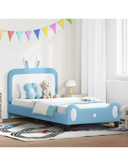 Struttura letto bambini con testata Blu 80 x 200 cm PU